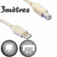 Cabo USB 2.0 A para USB B Lineaire 3 m Bege