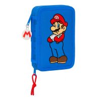 Estojo Duplo Super Mario Play Azul Vermelho 12.5 x 19.5 x 4 cm (28 Peças)