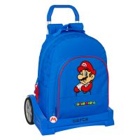 Mochila Escolar com Rodas Super Mario Play Azul Vermelho 32 x 42 x 15 cm