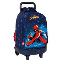 Mochila Escolar com Rodas Spider-Man Neon Azul Marinho 33 X 45 X 22 cm