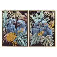 Pintura Home ESPRIT Papagaio Tropical Lacado 50 x 3,5 x 70 cm (2 Unidades)