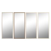 Espelho de parede Home ESPRIT Branco Castanho Bege Cinzento Cristal poliestireno 66 x 2 x 154 cm (4 Unidades)