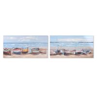 Pintura Home ESPRIT Barco Mediterrâneo 120 x 3 x 60 cm (2 Unidades)