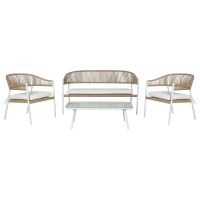 Conjunto de Mesa, Banco e 2 Cadeiras Home ESPRIT Alumínio Cristal Rotim sintético 126 x 63 x 67 cm