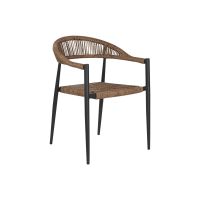 Cadeira Home ESPRIT Castanho Preto Alumínio Rotim 56 x 60 x 78 cm
