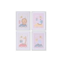 Pintura Home ESPRIT Infantil Purpurina 30 x 2,5 x 40 cm (4 Unidades)