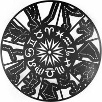 Decoração de Parede Keluly Símbolo do zodíaco 31 x 31 cm Preto Aço com carbono