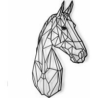 Decoração de Parede Keluly Cavalo Preto Aço com carbono 43 x 31 x 13,5 cm
