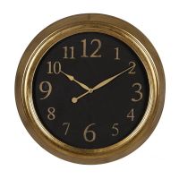 Relógio de Parede Preto Dourado PVC Cristal Ferro Madeira MDF 47 x 5,5 x 47 cm