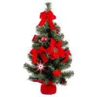 Adorno Natalício Vermelho Verde Plástico Tecido Árvore de Natal 60 cm