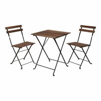 Conjunto de mesa com 2 cadeiras IPAE Progarden Dobrável Acácia Preto Natural (3 Peças)