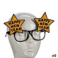 Óculos Happy New Year Preto Dourado Plástico (12 Unidades)