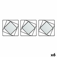Jogo de Espelhos Quadrado Abstrato Preto Polipropileno 78 x 26 x 2,5 cm (6 Unidades)