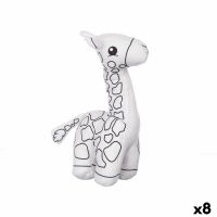 Peluche para colorir Branco Preto Tecido 17 x 22 x 9 cm Girafa (8 Unidades)