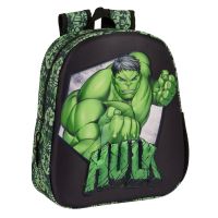 Mochila Infantil 3D Hulk Preto Verde 27 x 33 x 10 cm