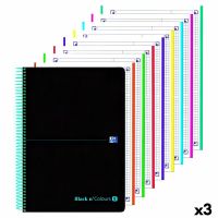Conjunto de cadernos Oxford Black n Colours Preto Turquesa A4+ 160 Folhas (3 Unidades)