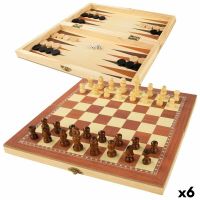 Tabuleiro de Xadrez e Damas Colorbaby Backgammon Madeira (6 Unidades)